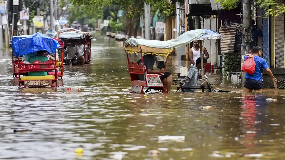 Heavy Rain Triggers Waterlogging Across Guwahati on September 16