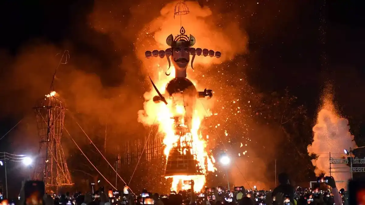 Ravan Dahan Lights Up North Guwahati as Devotees Celebrate Vijayadashami