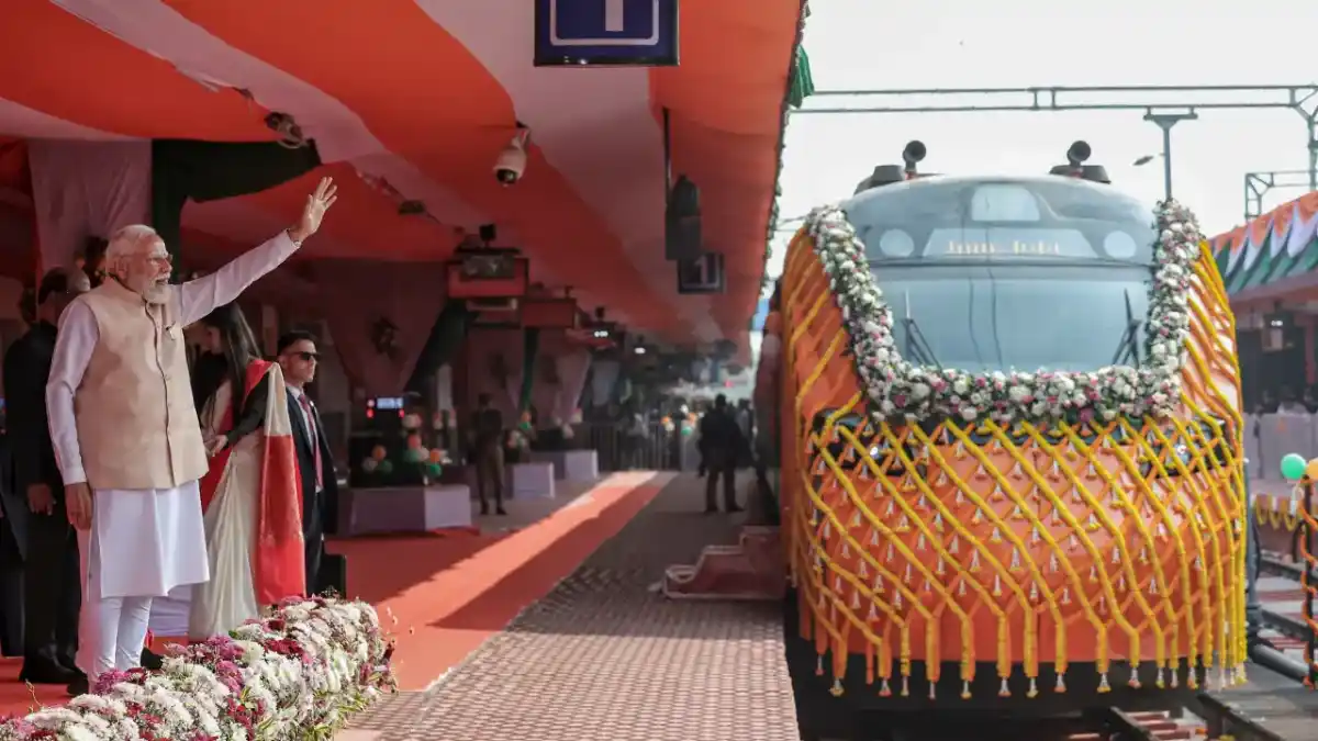 PM Modi Flags Off Amrit Bharat Trains Linking Assam from KaliaborPM Modi Flags Off Amrit Bharat Trains Linking Assam from Kaliabor